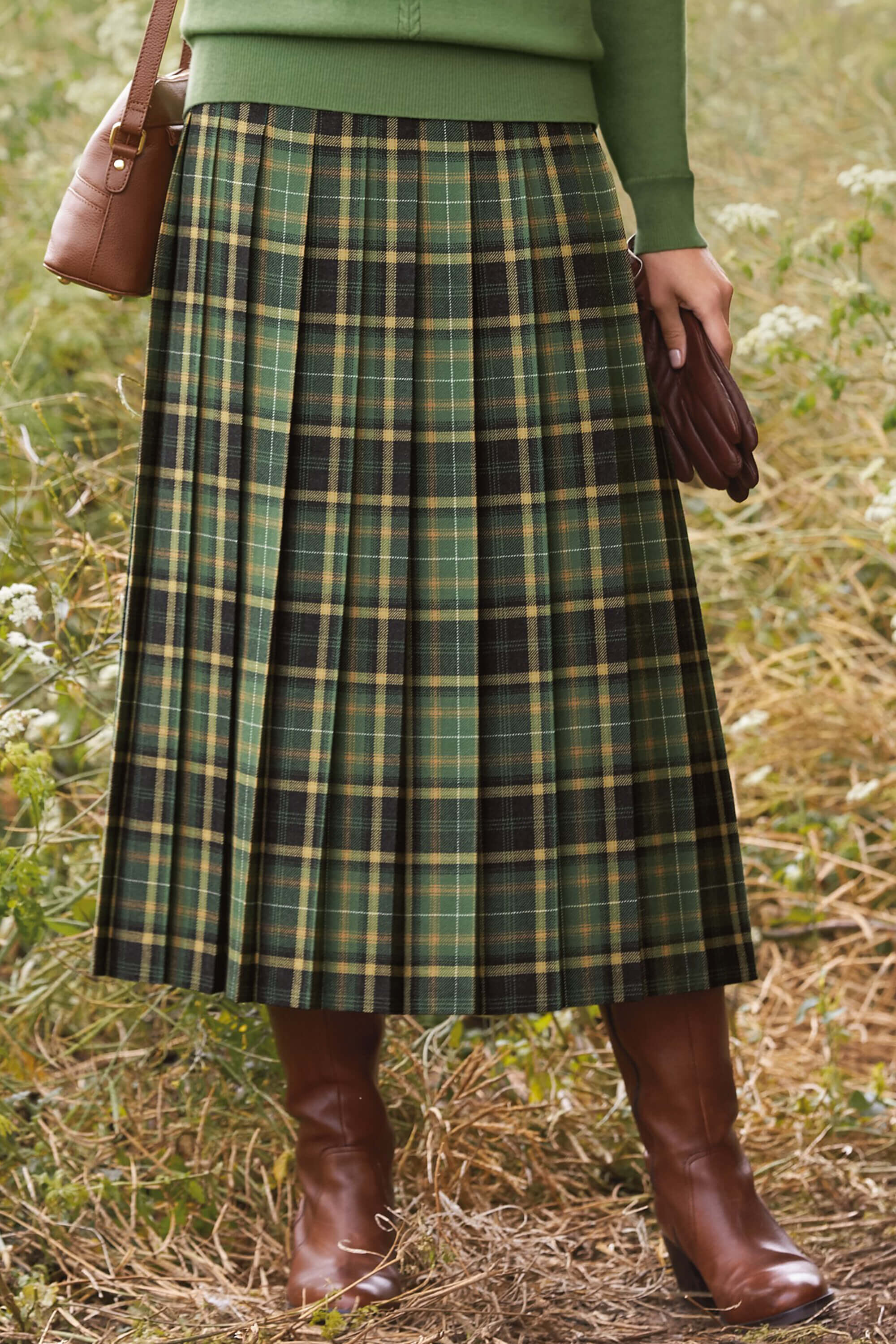 Checked pleated skirt HH351 Not Available Cotswold Collections