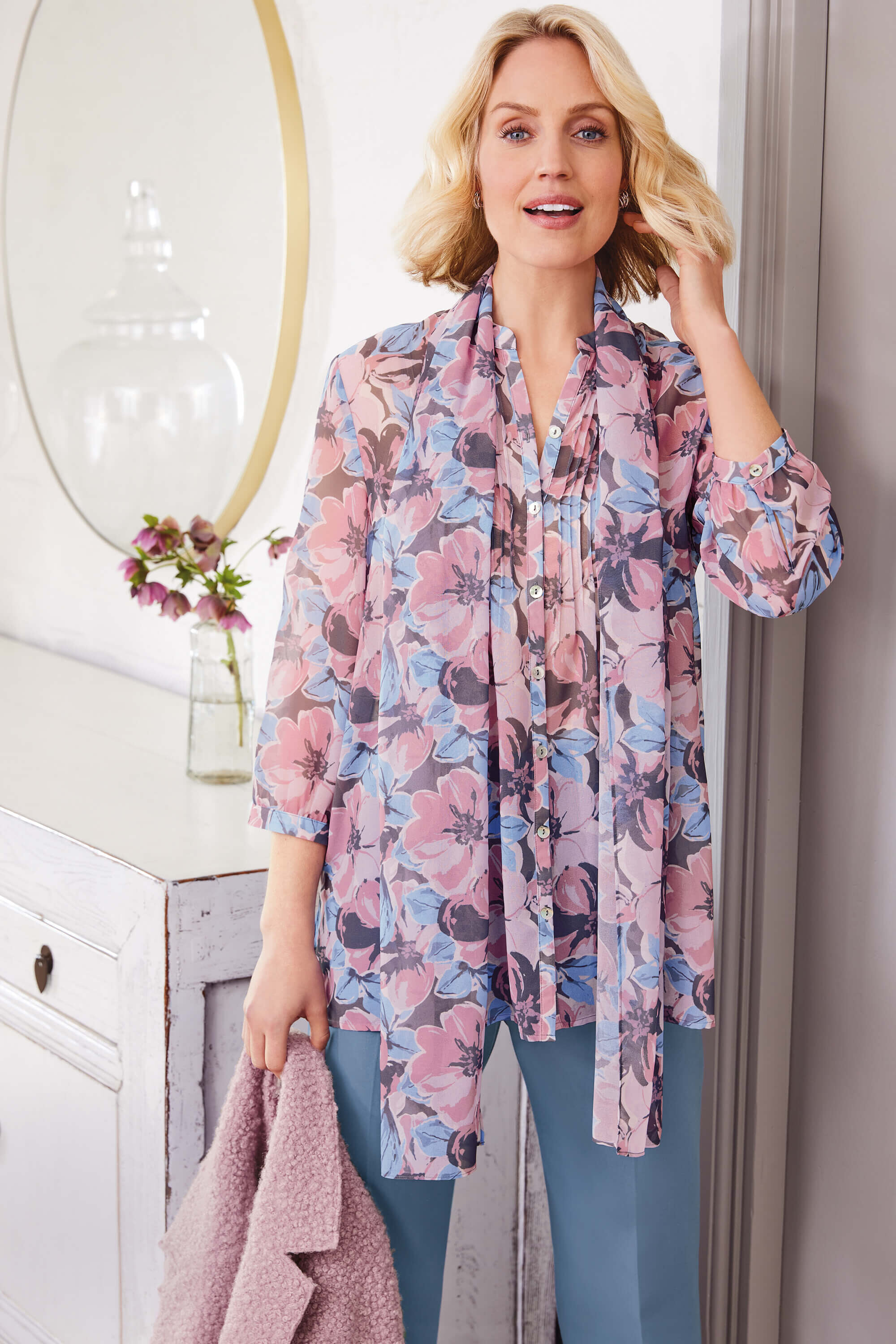Pin tuck chiffon blouse | HP300 | Not Available | Cotswold