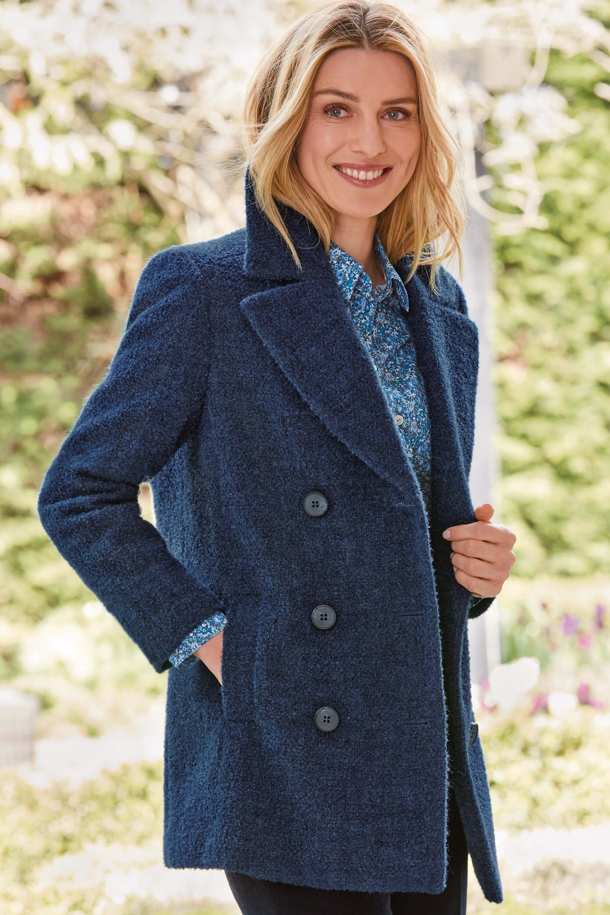 Women's boucle coat outlet uk