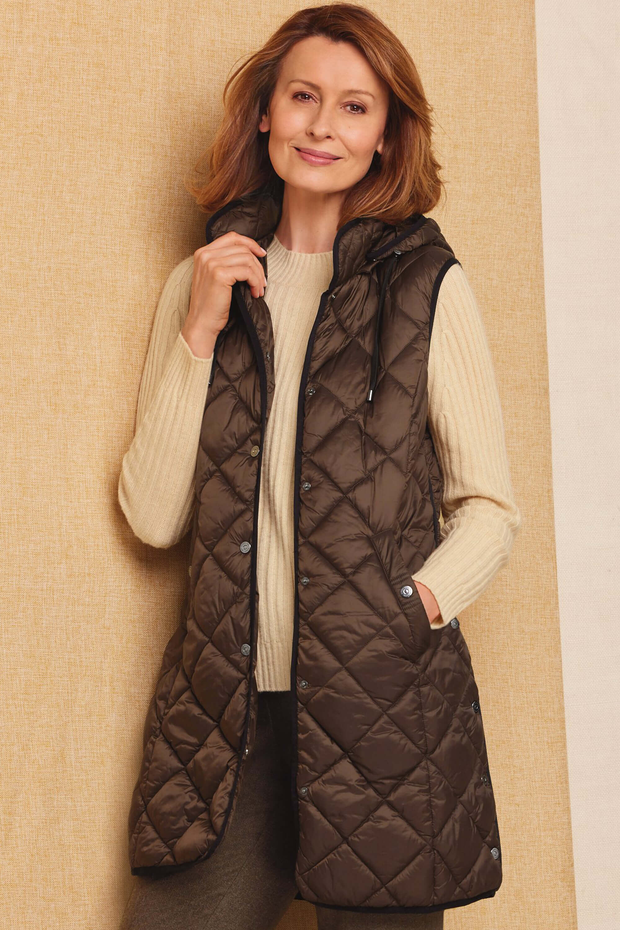 Longline quilted gilet | JF252 | Not Available | Cotswold Collections
