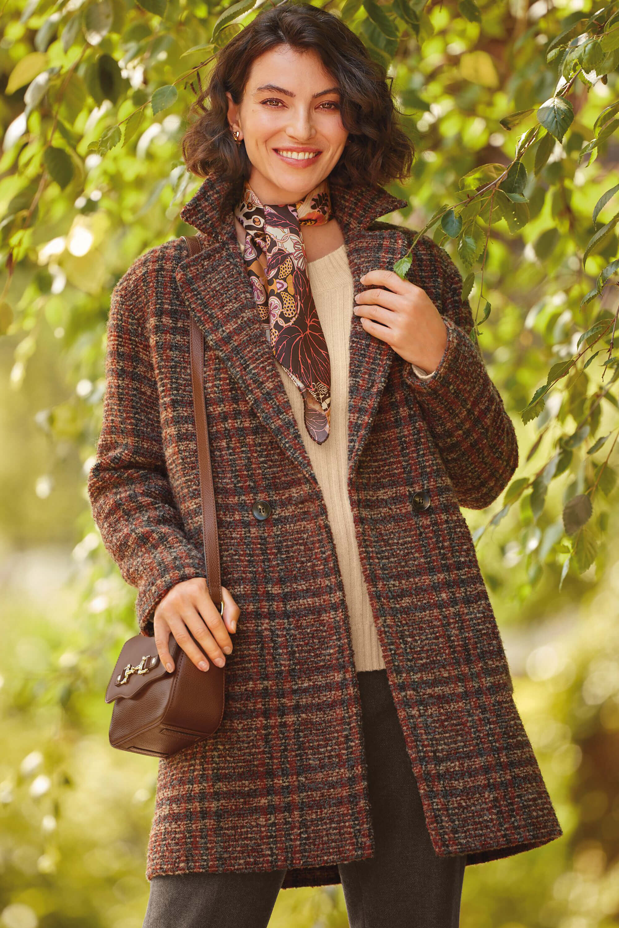 Checked sale overcoat womens