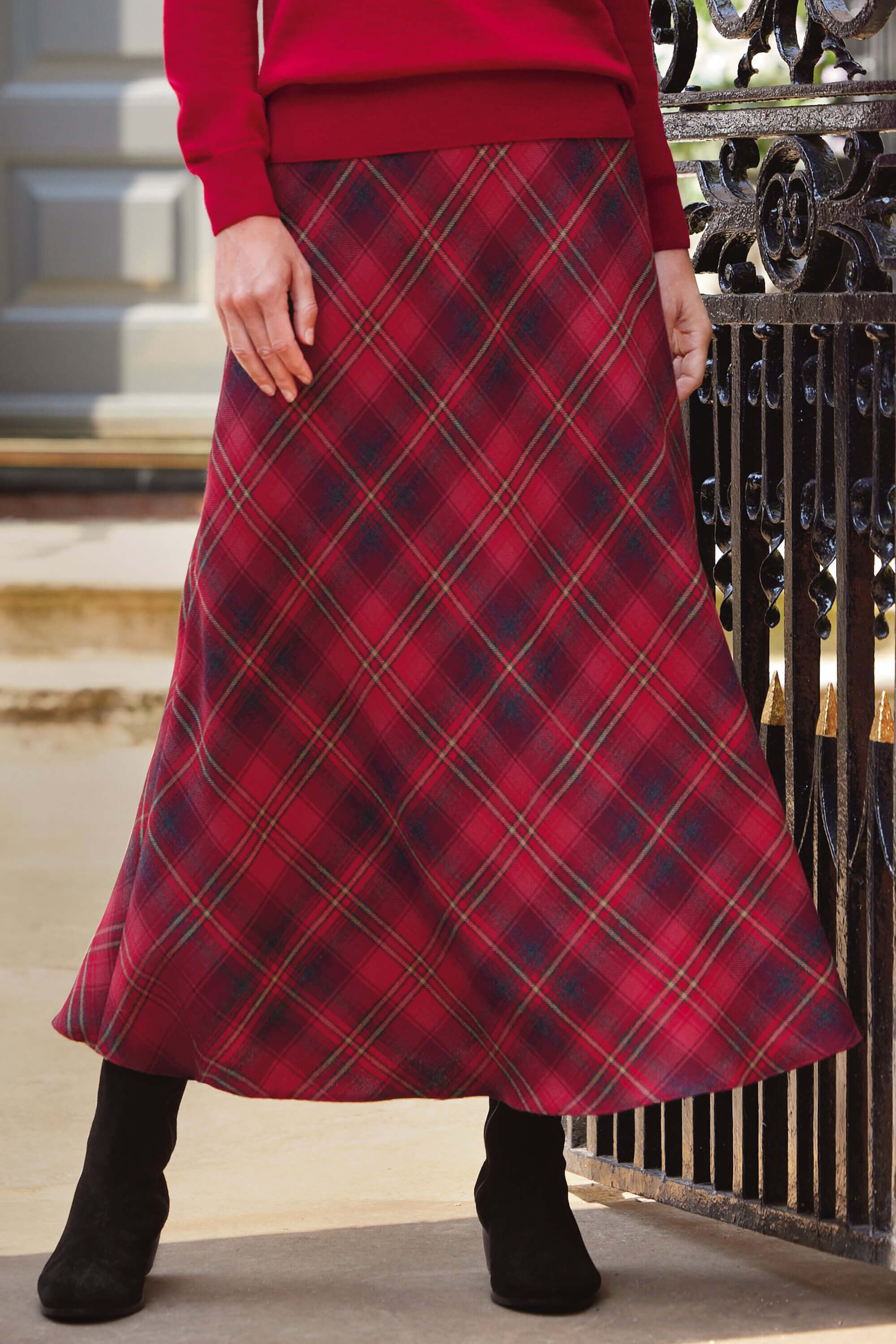 Buy Heritage checked bias skirt JH350 Skirts Cotswold Collections