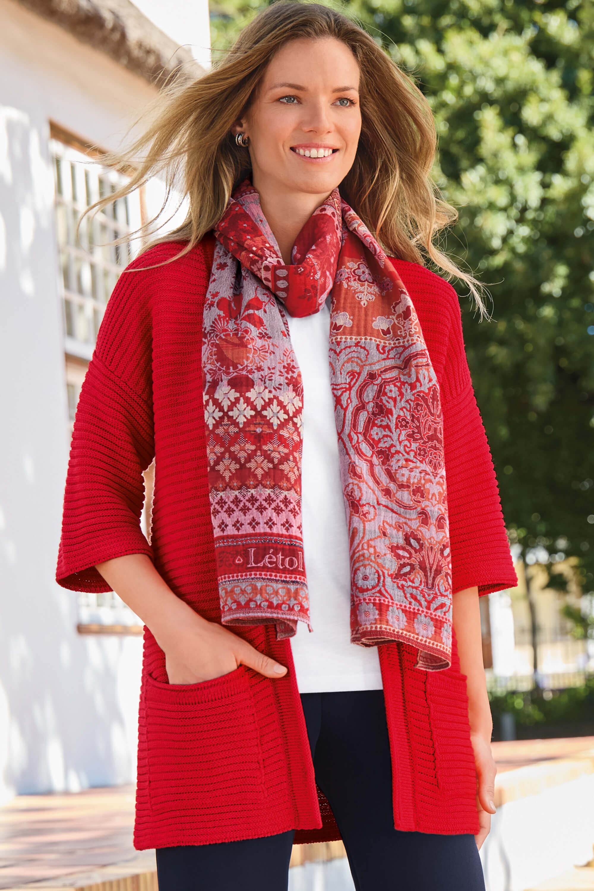 Longline textured cardigan | Cotswold Collections