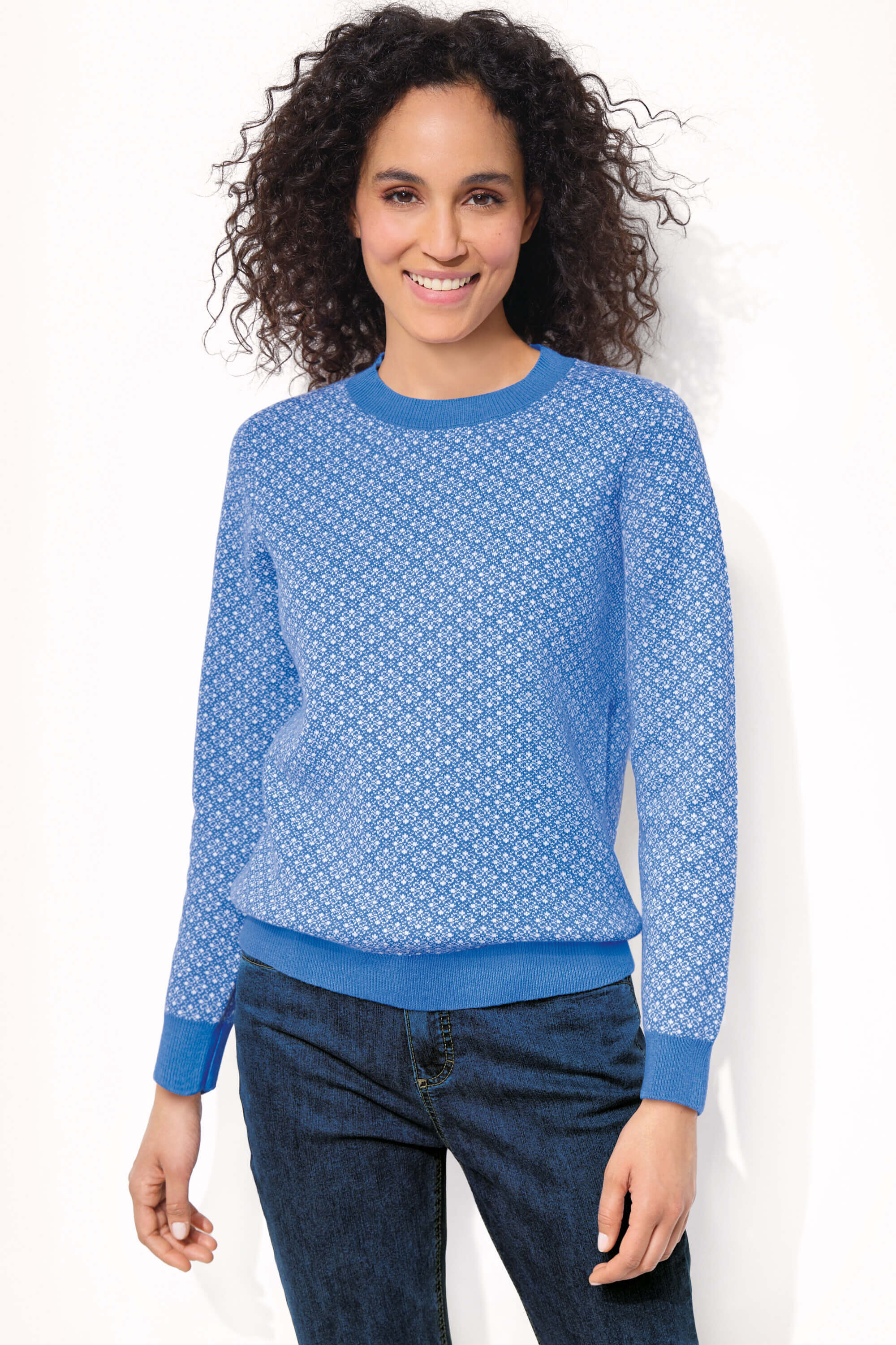 【Audire】Blooming jacquard tops(Navy) Buy Floral jacquard jumper | JX114 | Enduring Florals