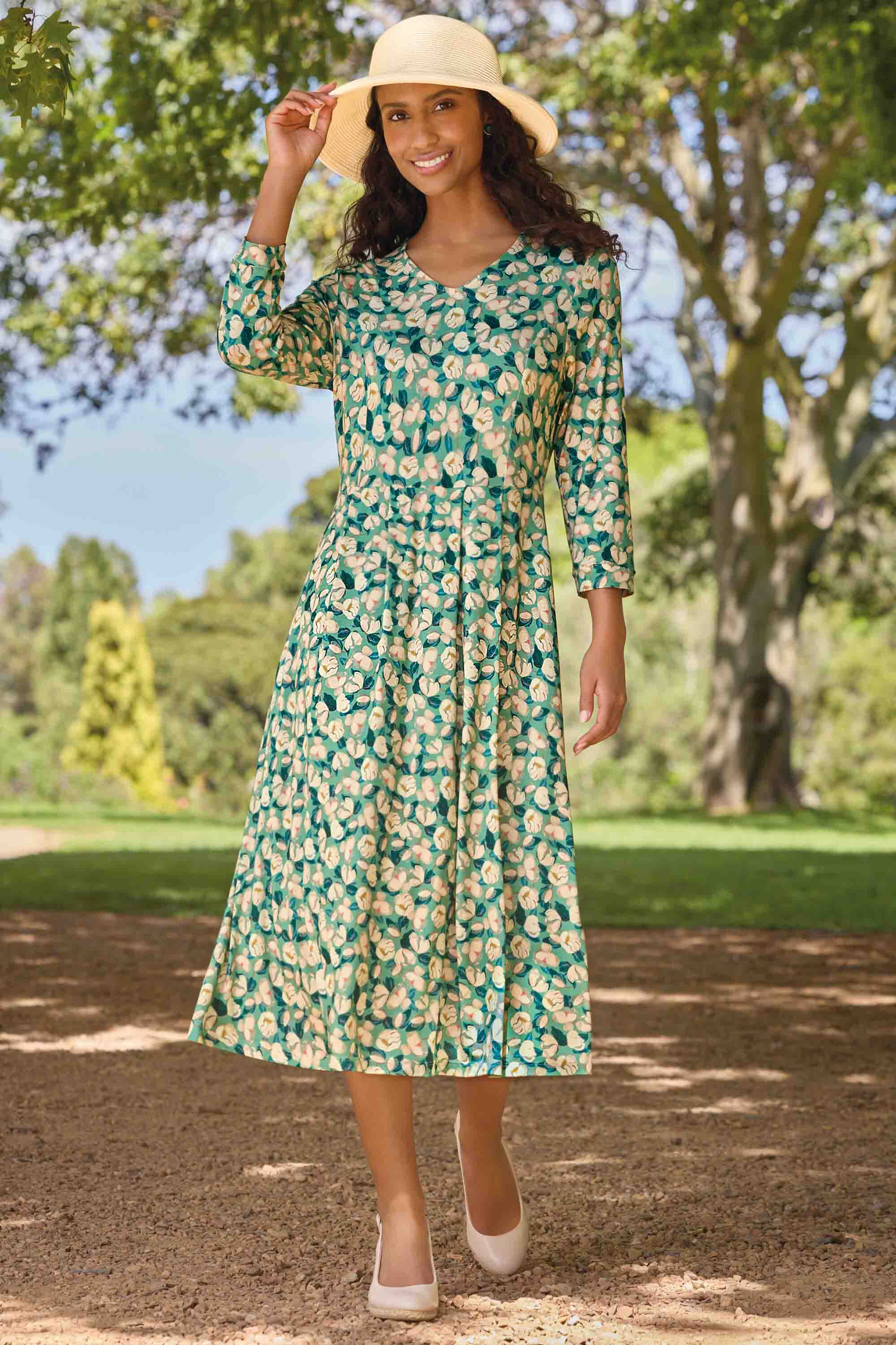 Women's Printed jersey dress-Jade-S-5884 by Cotswold Collections