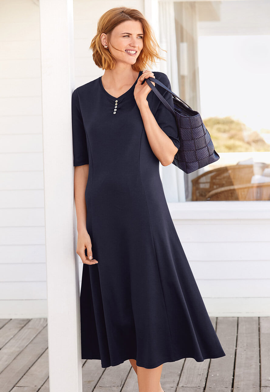 Plain Jersey Dress HIGH At Length Plain Jersey Dress In Bright Blue At Sue  Parkinson