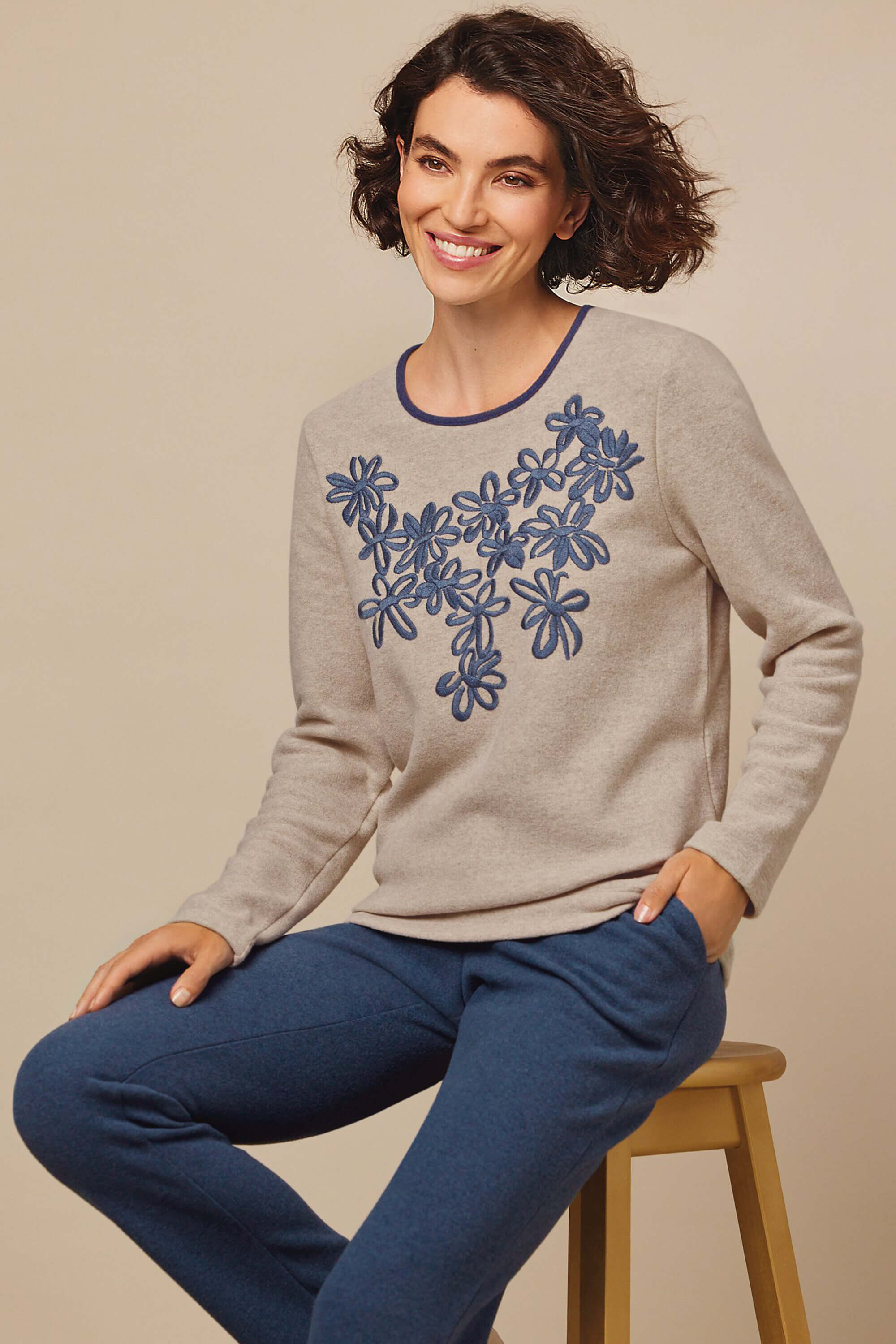 Buy Embroidered jersey top JF860 Tops Cotswold Collections