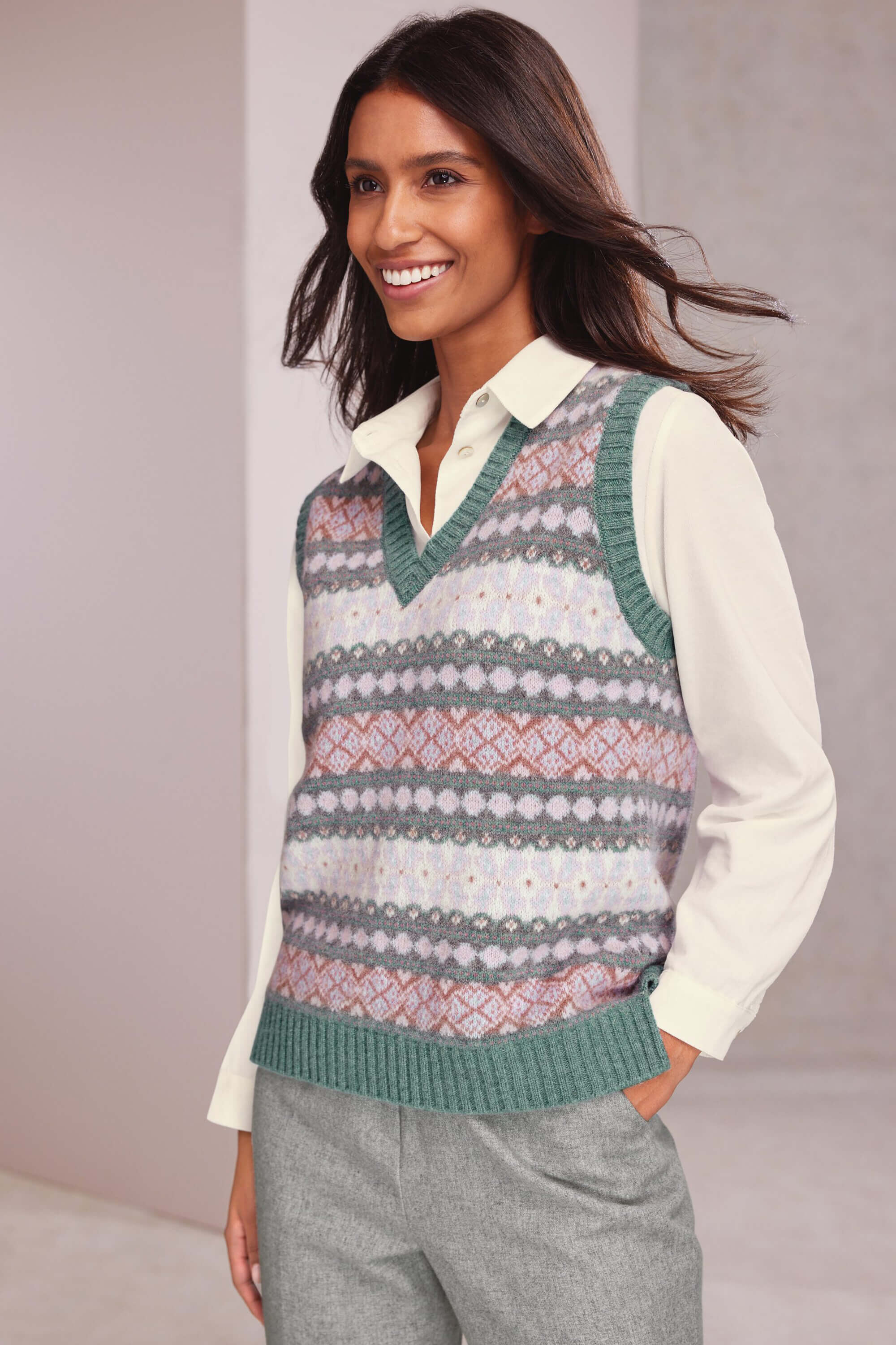 Buy Fairisle sweater vest | JK109 | Tops | Cotswold Collections